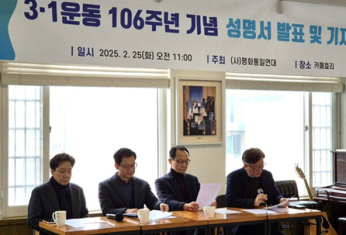 강경민 평화통일연대 상임대표가 기자회견을 진행하고 있다.        ⓒ데일리굿뉴스