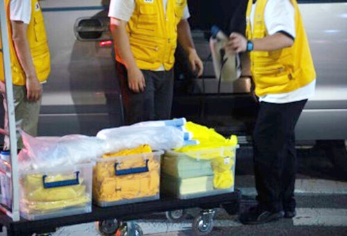 한국기독교연합봉사단이 광주에 긴급구호캠프를 설치하고 수해 복구를 지원했다.(한기봉 제공)