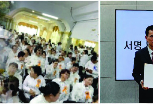 신천지, 구원파, 하나님의교회 등 한국발 이단이 선교지에 판치고 있다(왼쪽사진), 양해각서를 교환한 진용식 이단상담소 회장과 강대흥 KWMA 사무총장                  ⓒ데일리굿뉴스