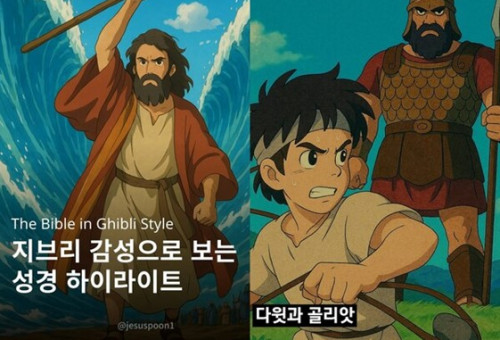 성경 속 이야기를 배경으로 만든 '지브리풍' 그림.                        (인스타그램 캡처)